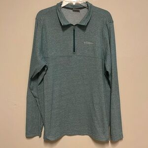 Columbia Mens Large Green Pullover 1/4 Zip Long Sleeve